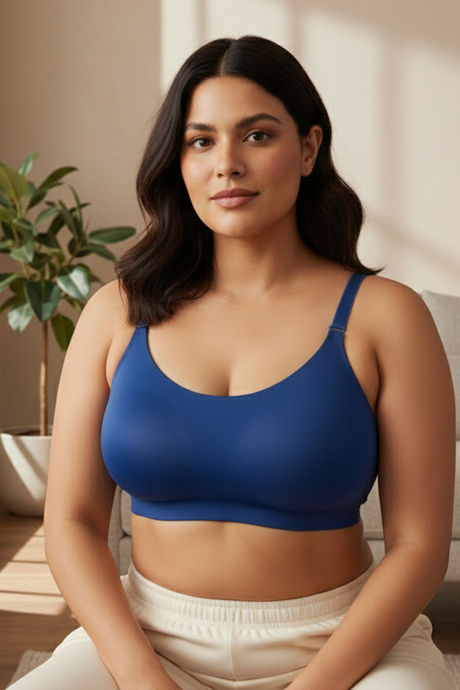 Zivame True Curv Double Layered Non Wired Full Coverage Super Support - Navy Peony — image 5